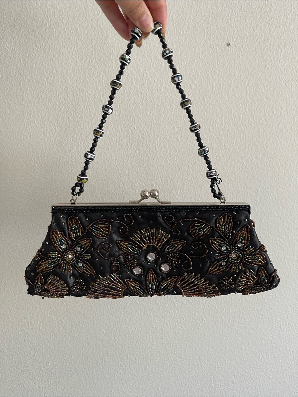 Apt. 9 Black Beaded Floral Evening Clutch